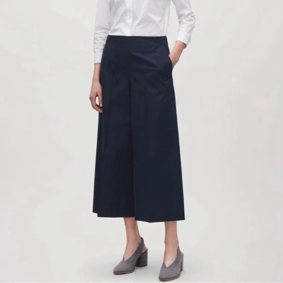 COS Cotton Wide Leg Cropped Trousers - Picture 2 of 16